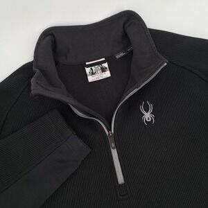 Spyder Men's 2XL Black Waffle Knit 1/4 Zip Pullover Sweatshirt XXL